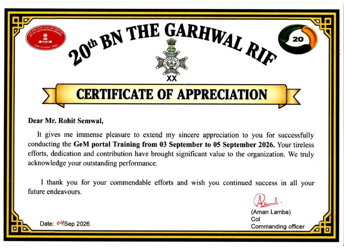 Garhwal Rifles Training Appreciation